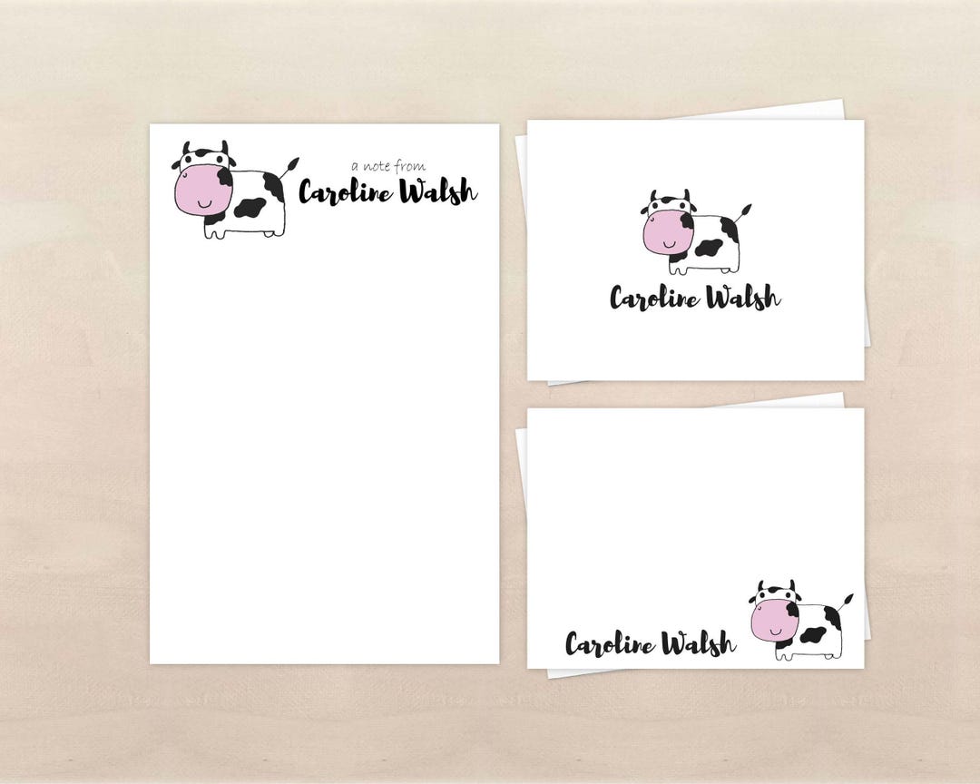 Cow Notes Cow Lovers Stationery Set - Gifts for Farmers - Personalized Notepad ...