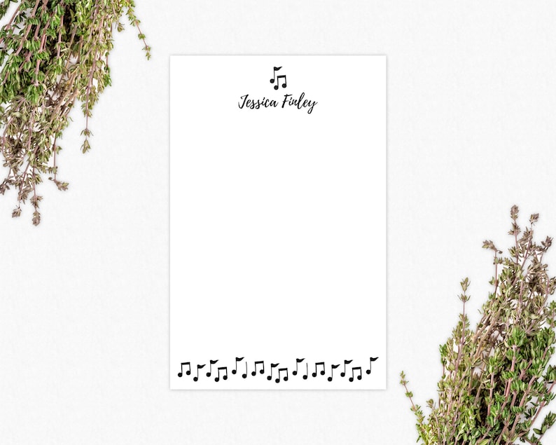 Personalized Notepad Custom Stationery Gifts for Musicians or Teachers Music Notes 50 Pages Writing Pad 5.5 x 8.5