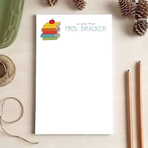 Teacher Gift - Personalized Notepad - Apples and Books Notepad - Gifts for Teachers