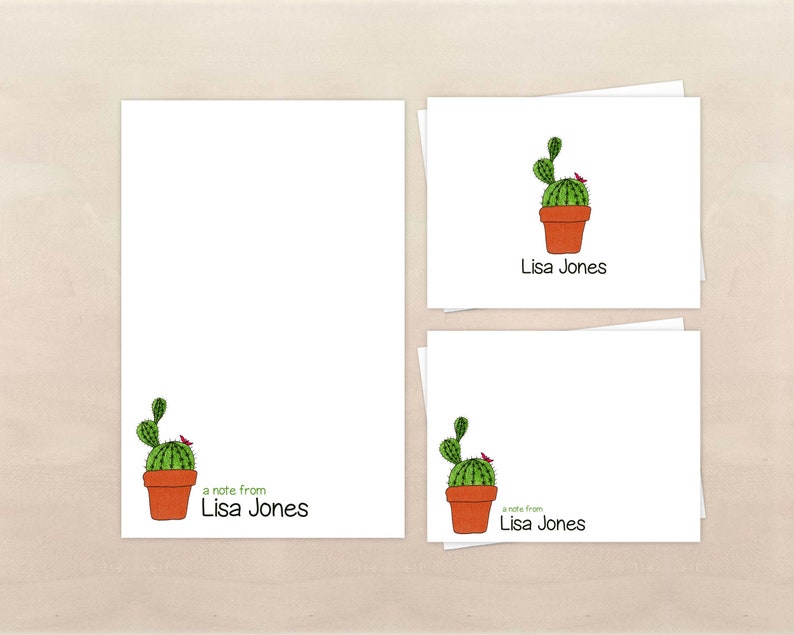 Personalized Cactus Stationery Set for Women Personalized Cactus Stationery Set for Women