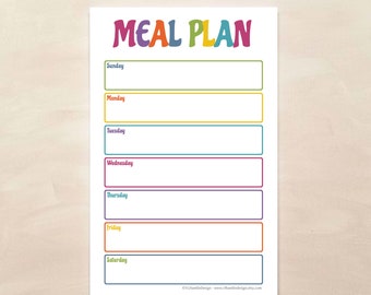 Colorful Weekly Meal Planner Notepad