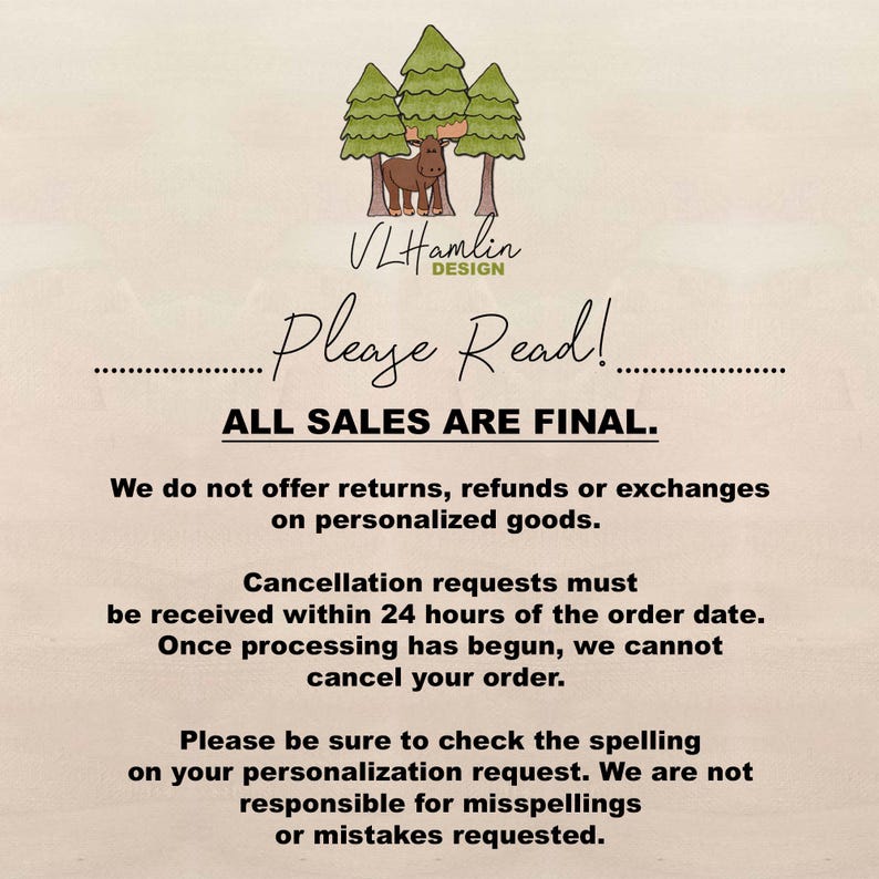 a white sign with a picture of a cow and trees on it