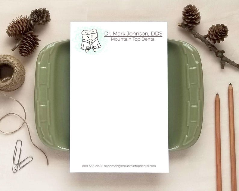 Dentist Gift - Personalized Stationery Set - Tooth Dental Note Cards and Notepad - Cute Gift for Dentists or Dental Hygienist zdjęcie 5
