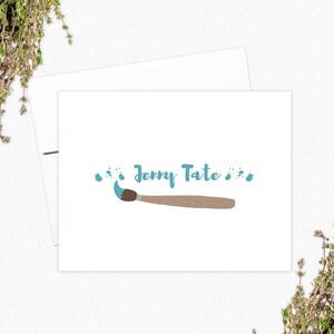 Printable Paintbrush Note Cards - Personalized Stationery - Art Teacher Gifts - Print at Home PDF