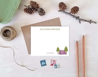 Personalized Summer Camp Note Card Set - Stationery Gift for Kids