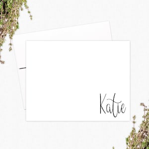 Printable Calligraphy Flat Stationery Cards for Women - Personalized Note Card Set - Print at Home PDF