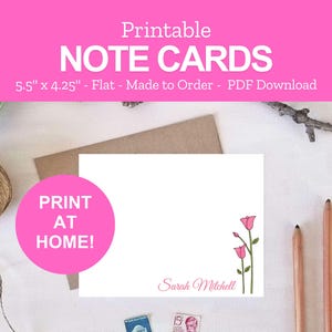 Printable Tulip Note Card - Personalized Tulip Stationery Gifts for Her - Print at Home PDF