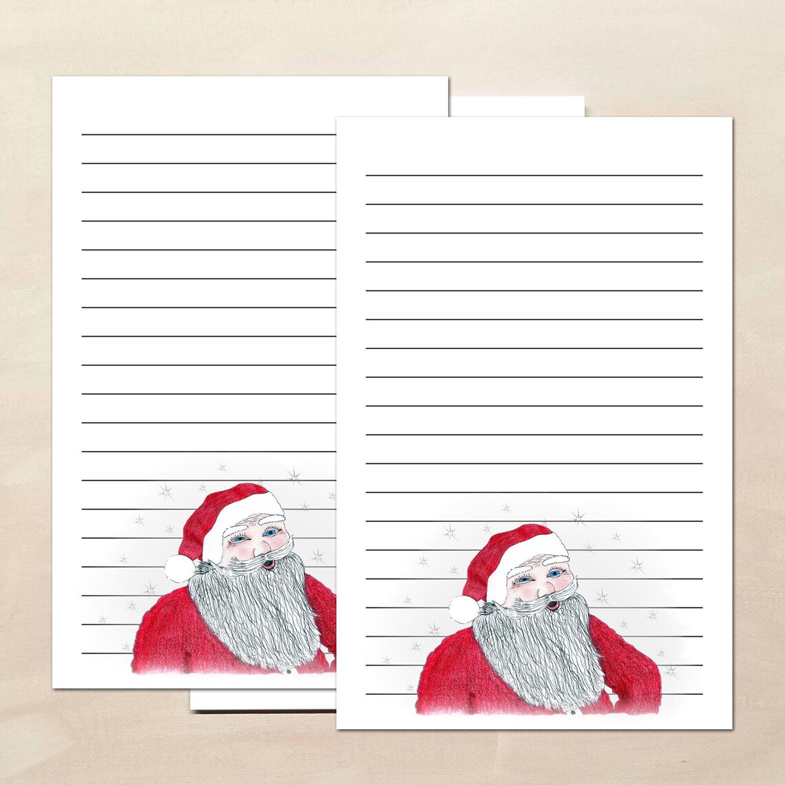 Santa Claus Christmas PRINTABLE Stationery Paper | Etsy