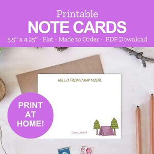 Printable Camp Note Cards - Kids Summer Camp Stationery - Print at Home Camp Letter Writing Notes PDF