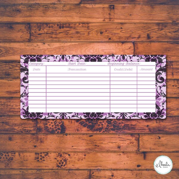 Cash Envelope System, Printable, Cash Envelope, Wallet, Petty Cash, Envelope Template, Instant Download, Plum, Damask