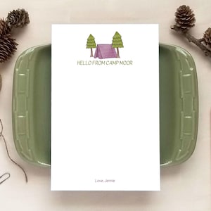 Printable Camping Note Paper - Summer Camp Notepad for Kids - Personalized Camping Gifts for Children - PDF Download - Print at Home