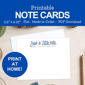 Printable Just a Little Note Cards - Personalized Stationery Note Paper - Print at Home PDF