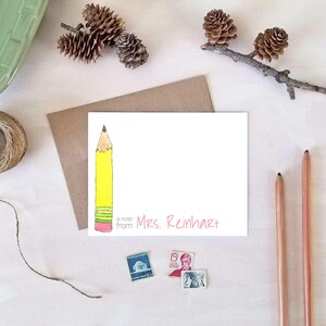 Teacher Stationery - Watercolor Pencil Stationery Set - Personalized Notepad & Note Cards - Teacher Appreciation Gift zdjęcie 3