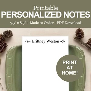Printable Stationery - Personalized Flourish Notes - Professional Letterhead - Gift for Boss - PDF Download - Print at Home