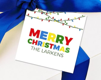 Gift Tags Merry Christmas Lights Enclosure Cards Personalized MINI Cards Christmas Favor Tags