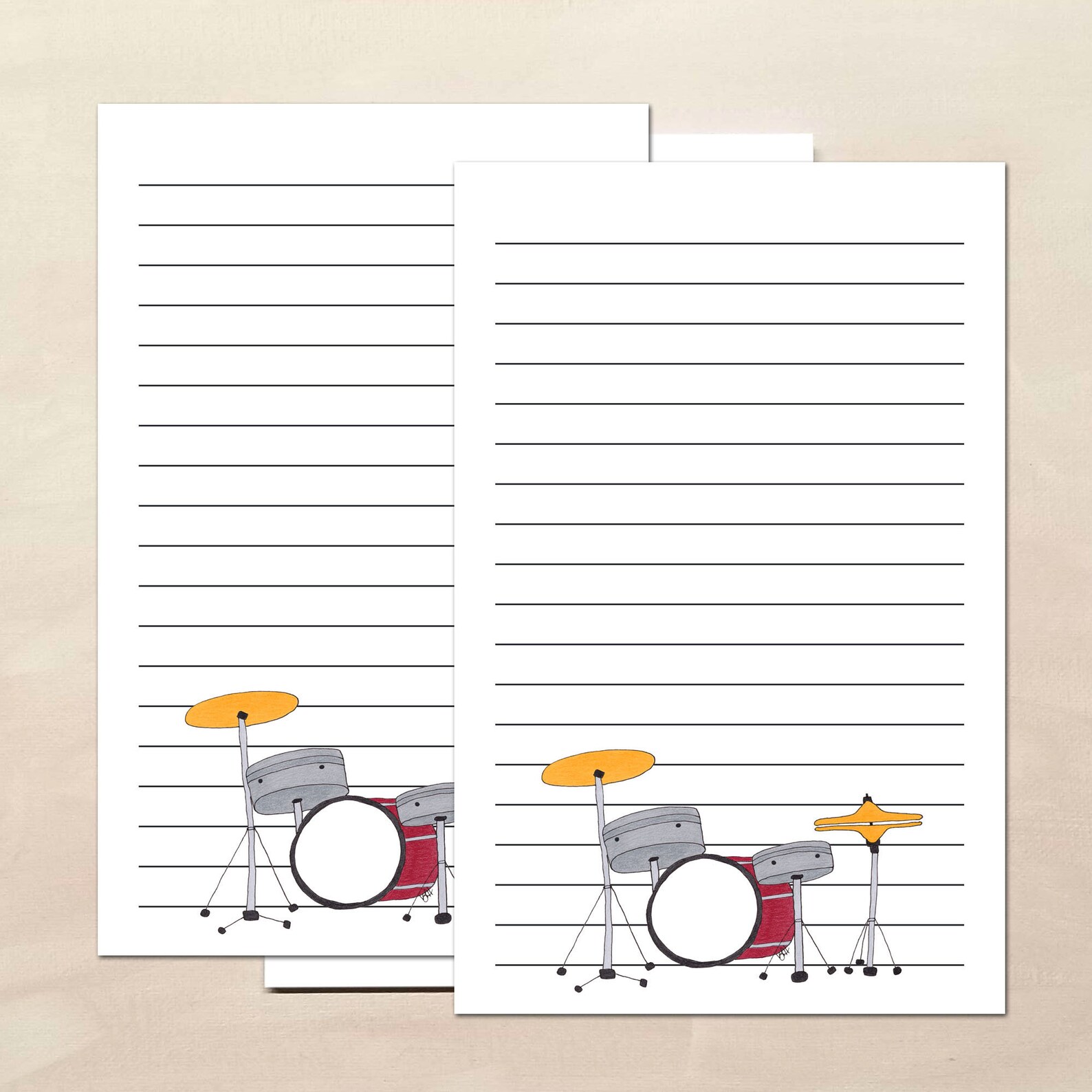 Drum Set PRINTABLE Stationery Paper | Etsy