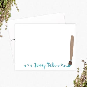 Printable Art Teacher Gift - Paintbrush Stationery Cards for Artists - Personalized Stationery - Print at Home PDF