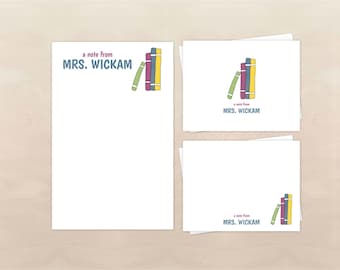 Personalized Librarian Stationery - Stack of Books Stationery Gift Set - Gifts for Teachers