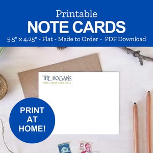 Printable Family Note Cards - Personalized Stationery Gifts for Families - Print at Home PDF
