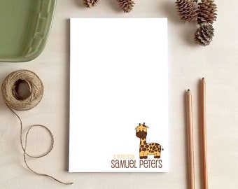 Giraffe Notepad for Kids - Personalized Notepads - Custom Stationery - Giraffe Gifts for Children
