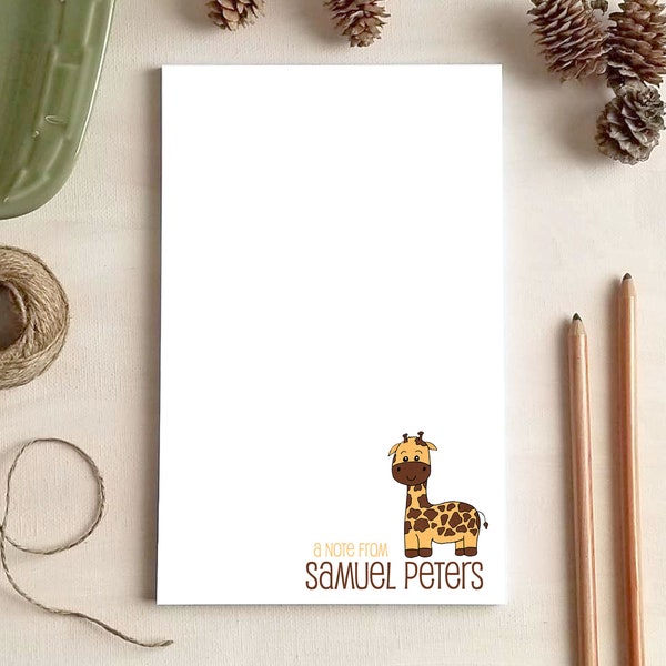 Giraffe Notepad for Kids - Personalized Notepads - Custom Stationery - Giraffe Gifts for Children