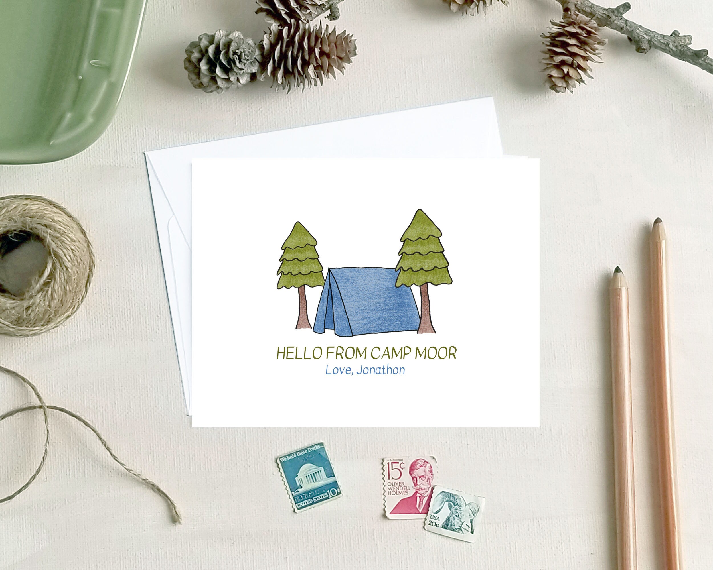 Camping Gift Personalized Camp Cards Stationery for Kids Etsy