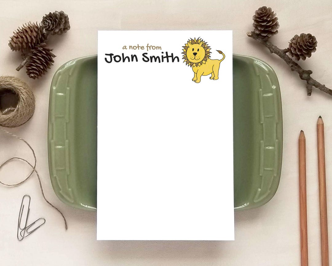 Personalized Notepad - Lion Notepad - Zoo Animal Gifts for Children - Etsy
