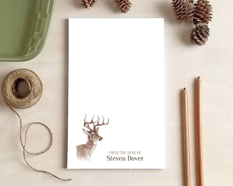Personalized Notepad - Buck Deer Notepad - Hunting Stationery - Gifts for Hunters and Outdoorsman image 1