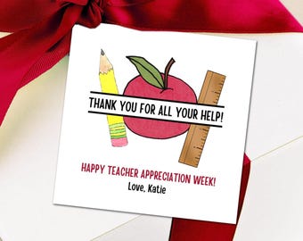 Teacher Gift Tags - Teacher Appreciation Tag End of School Year Gifts Personalized Teacher Thank You