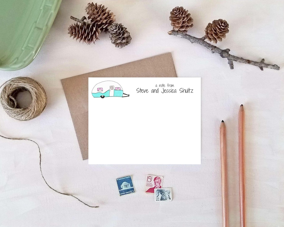 Noteboom Rv Congratulations Personalized Gift for Rvers - Vintage Camper Note Cards - Personalized ...