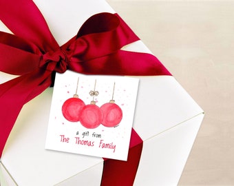 Christmas Enclosure Cards - Watercolor Ornaments Gift Tags - Personalized MINI Cards - Ornament Favor Tags