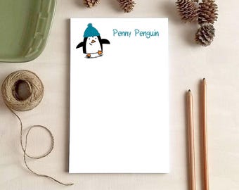 Penguin Notepad - Custom Winter Stationery Gifts for Kids - Personalized Notepad