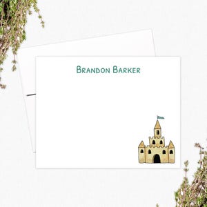 Printable Beach Gift - Sandcastle Note Cards - Personalized Stationery for Beach Lovers - Print at Home PDF