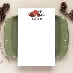Personalized Note Cards for Him - SPORTS - Folded Note Card Set - Stationery Gifts for Men - Custom Stationary for Boys