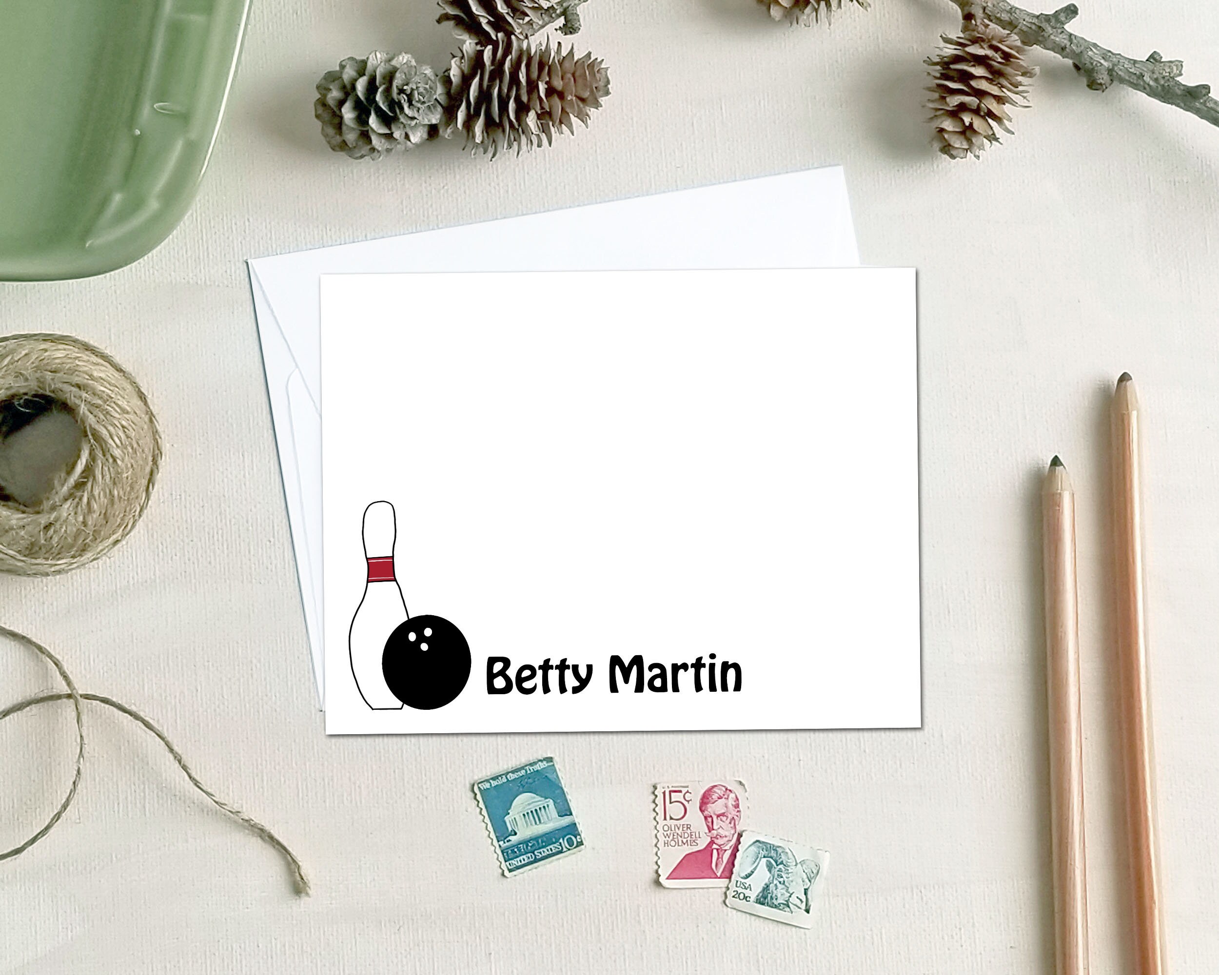 Bowling League Gift Bowling Note Cards Personalized Etsy