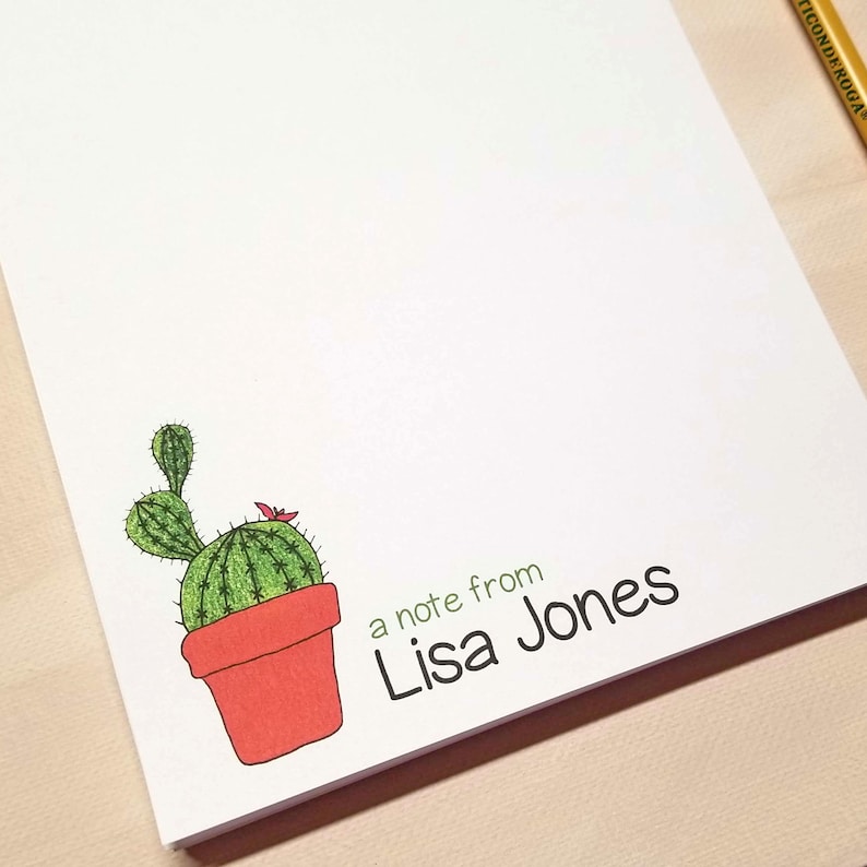 Cactus Notepad for Her Cactus Notepad for Her - Personalized Stationery Gifts