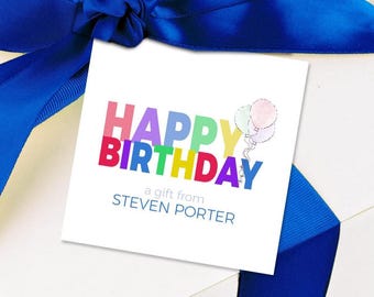 Personalized Birthday Gift Tags: Balloon Cards