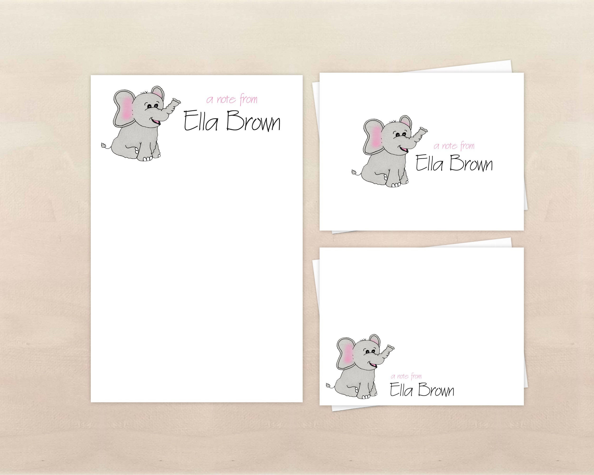 Elephant Stationery Gift Set Custom Elephant Notepad and Etsy