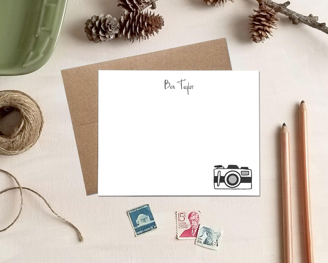Notebook Photo Card Personalized Note Cards - Retro Camera Photography Stationery Gift for ...