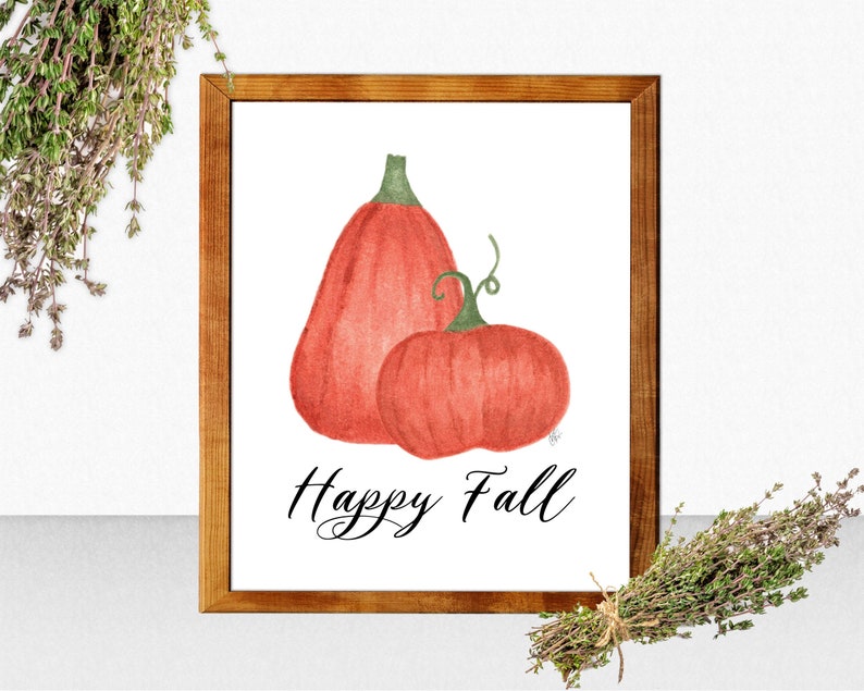 Pumpkin Wall Art Print Happy Fall Sign image 0
