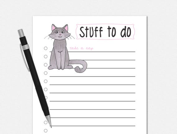 Cat Stuff To Do List Notepad from VLHamlinDesign