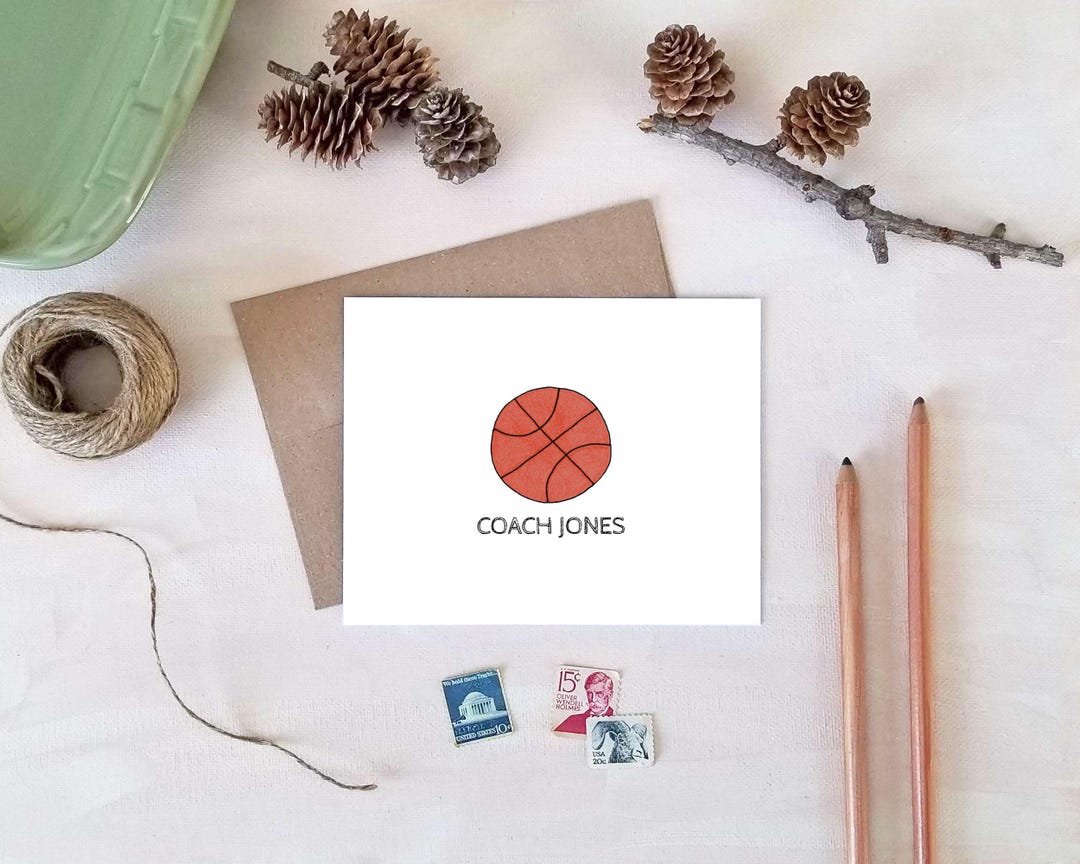 Basketball Note Cards - Personalized Stationery - Basketball Coach Gift ...