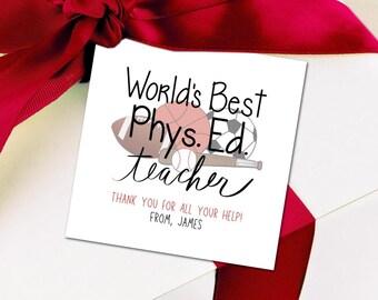 Sports Gift Tags - Teacher Appreciation Tag - Personalized Gym Teacher Gift End of School Year Gifts