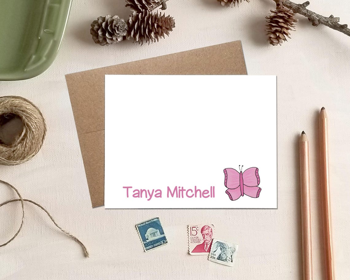 Personalized Note Cards - Butterfly Stationery Gifts for Girls - Etsy