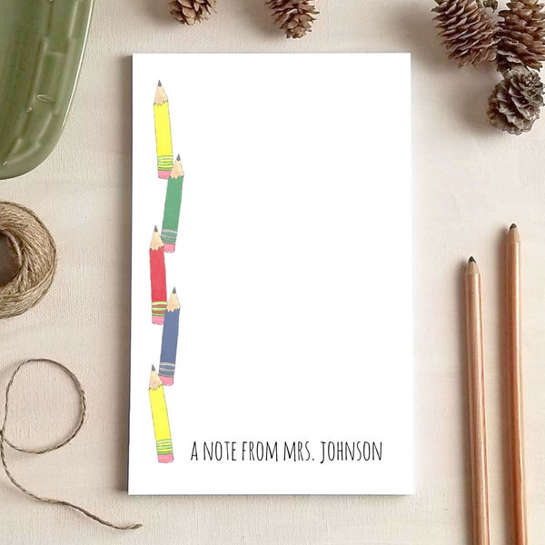 Watercolor Pencils Notepad - Personalized Pencil Notepads for Teachers - Stationery Gifts