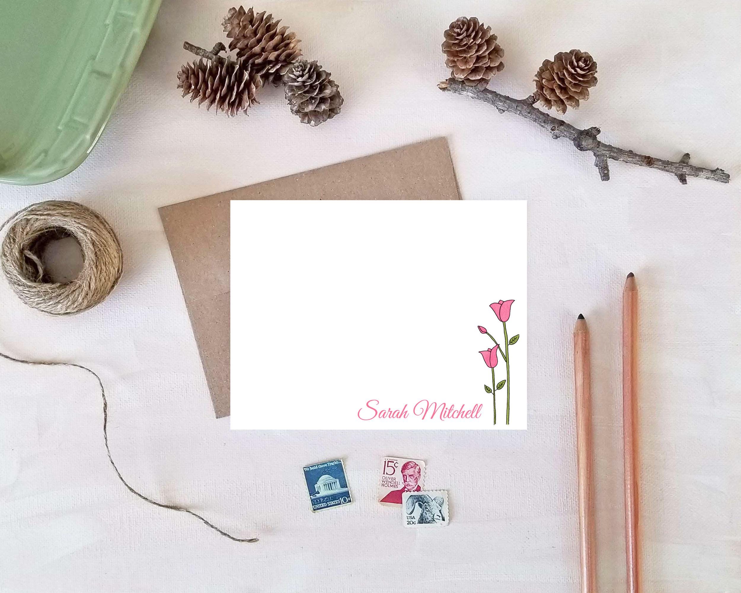 Tulips Note Tulip Note Cards - Personalized Floral Stationery Gifts for Mother's ...