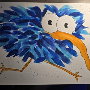 面白い水彩画の鳥