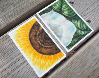 Juego de pegatinas de vitrales transparentes con diseño de girasol y flor de luna, vinilo transparente, pintura original de acuarela