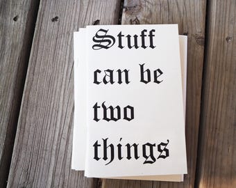 Las cosas pueden ser dos cosas, tipografía, diseño gráfico, letra gótica, diario A5, cuaderno en blanco, portada artística
