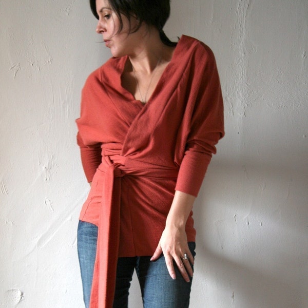 felted fine merino wool knit dolman sleeve wrap top or jacket - made to measure